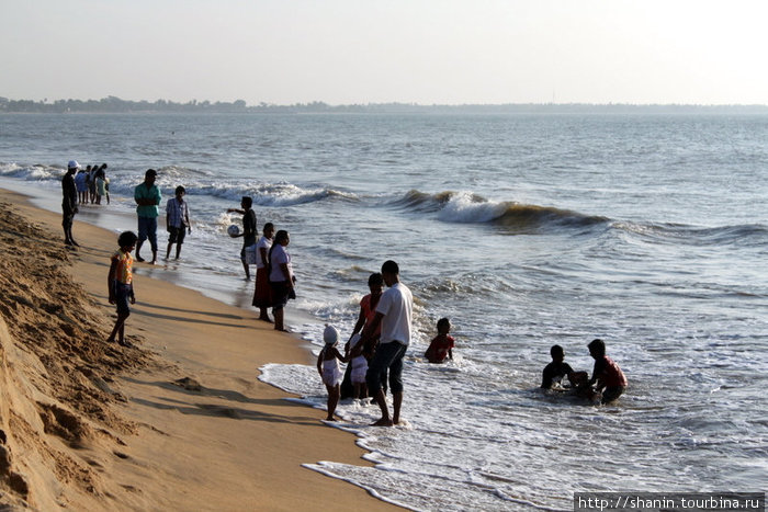 Местные жители тоже иногда купаются в море Негомбо, Шри-Ланка