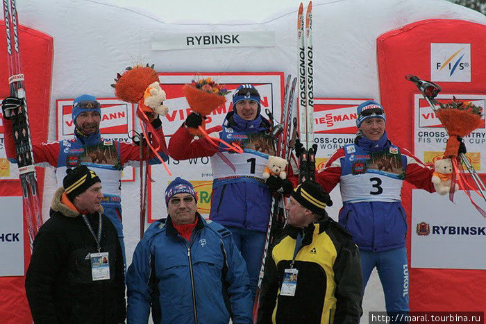 После завершения мужского спринта весь пьедестал заняли российские лыжники: Николай Морилов (1-е место), Алексей Петухов (2-е место), Никита Крюков (3-е место) Рыбинск, Россия