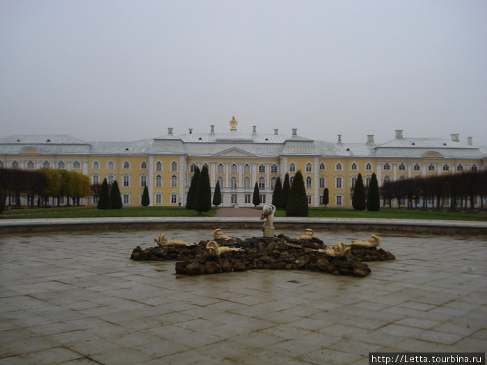 Пустой фонтан перед Большим дворцом. Верхний парк Петергоф, Россия