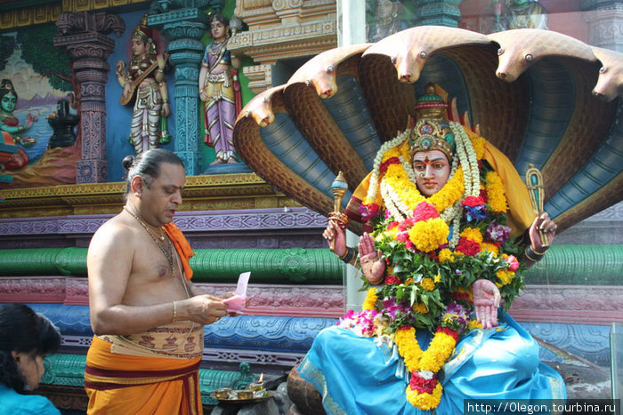 Индуистский монах читает просьбы людей Сингапур (город-государство)