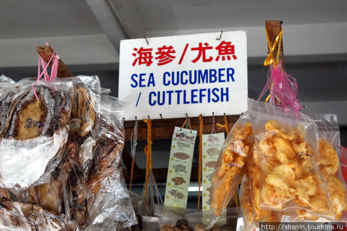 Морской огурец на рынке Кота-Кинабалу, Малайзия