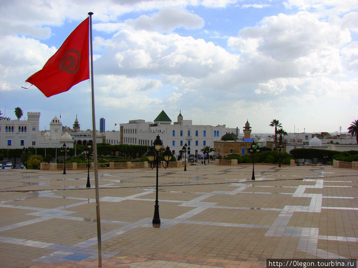 Красный флаг со звездой и месяцем Тунис, Тунис