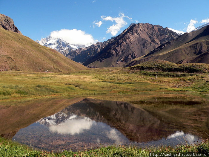 Чистейшее горное озеро отражает красавицу-гору! Мендоса, Аргентина