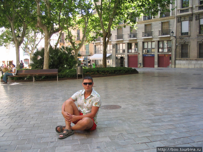 плитка на площади настолько чиста, что от нее отражаются деревья и здания! Пальма-де-Майорка, остров Майорка, Испания