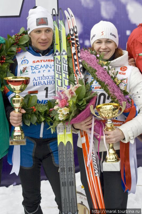 Победители Дёминского марафона — 2010 Алексей Иванов и Екатерина Рудакова из братской Беларуси Рыбинск, Россия