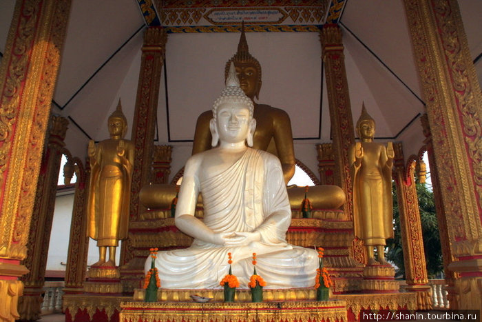 Сидящий Будда в окружении золотых Будд Вьентьян, Лаос