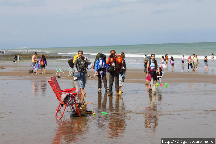 Команда проекта Мир без виз вышагивают по пляжу Ведма, Аргентина