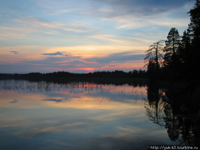 закат над озером Республика Карелия, Россия