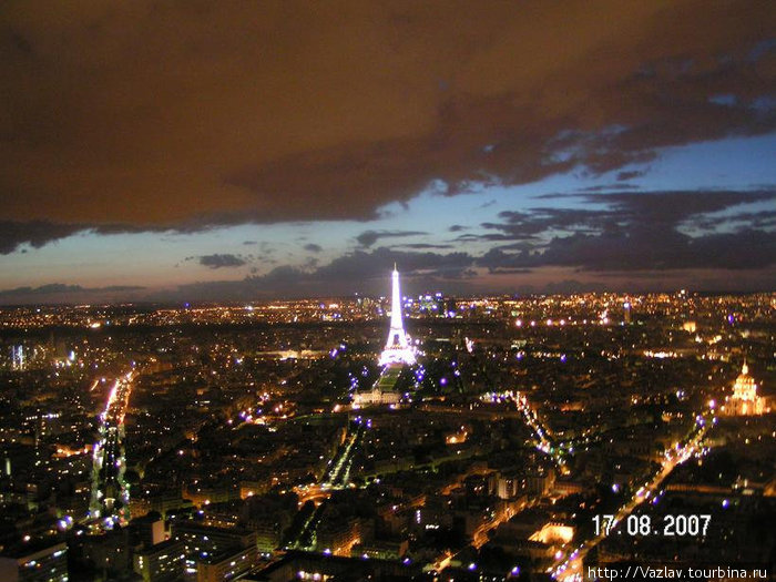 Ночная панорама Париж, Франция