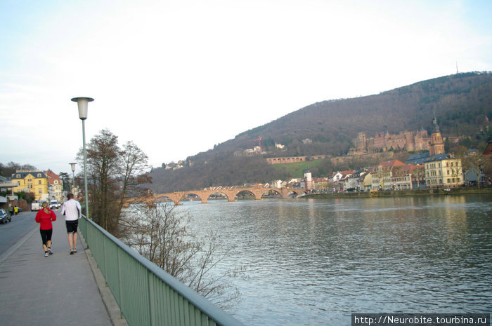 Старый мост Altebrucke и его ворота Гейдельберг, Германия
