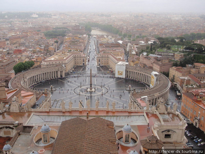 Это наверное самый известный вид на Ватикан. Площадь Святого Петра с купола Базилики. Ватикан (столица), Ватикан