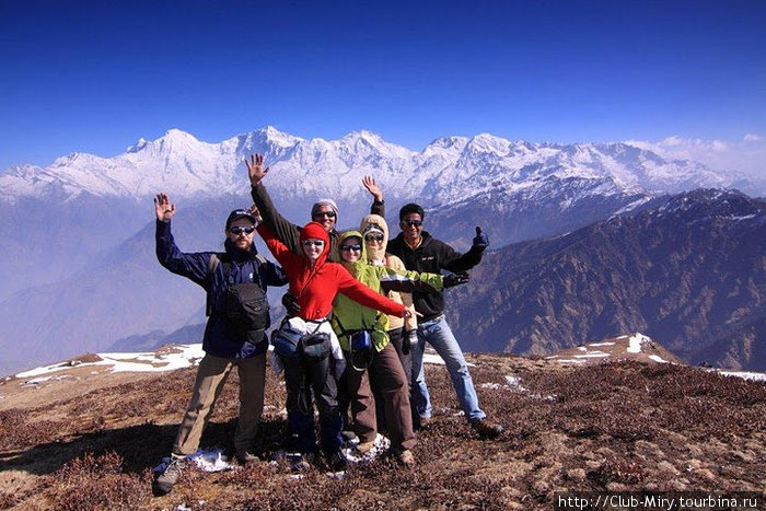 вся команда на перевале Синг Ла (4045м)