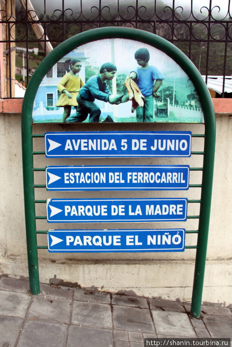 Указатели для туристов Алауси, Эквадор