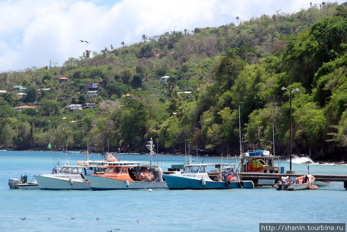 Рыбацкие лодки у причала Гояве, Гренада