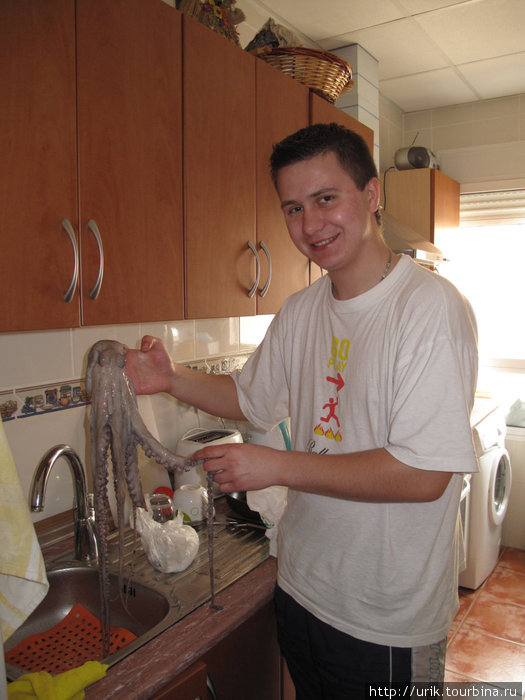 Денис готовит осминога Аликанте, Испания