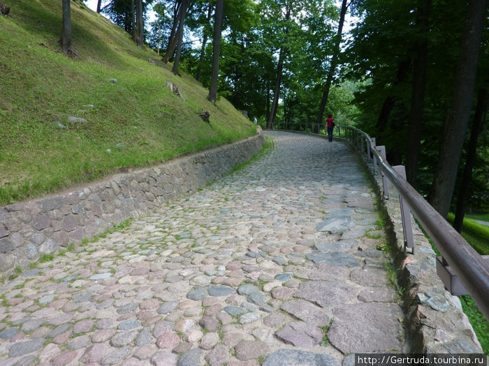 Каменная дорога в гору — справа камни обтесаны.