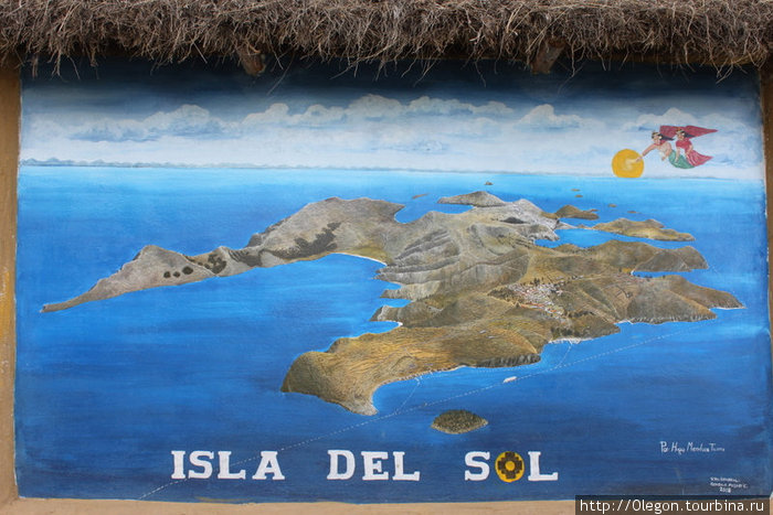 Карта скалисто-холмистого Солнечного Острова Исла-дель-Сол, Боливия