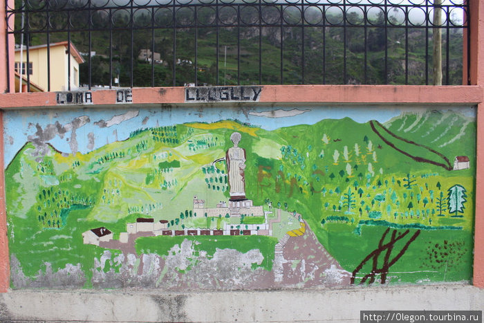 Карта города, нарисованная на заборе Алауси, Эквадор