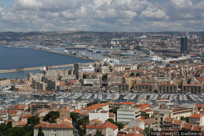 Панорама Старого и Нового портов Марсель, Франция