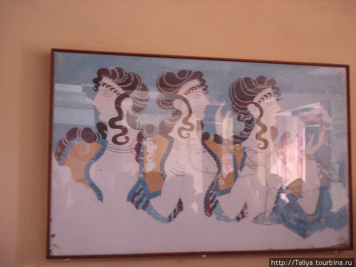 Фреска древнегреческих танцовщиц Остров Крит, Греция