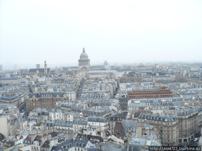 Париж со смотровой площадки Нотр-Дамма Париж, Франция
