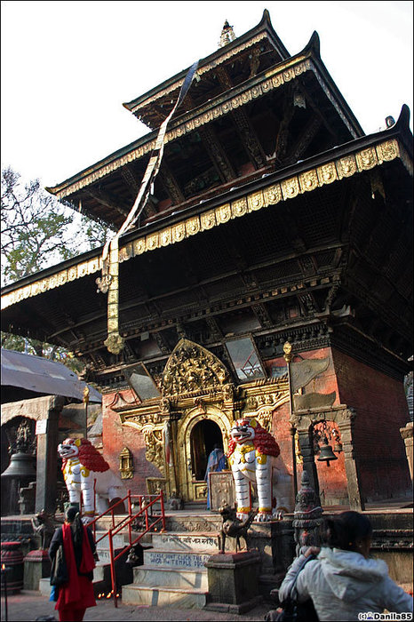 В конце долгого подъёма, который я жульнически проехал на байке — храм Ваджрайогини. Сангку, Непал