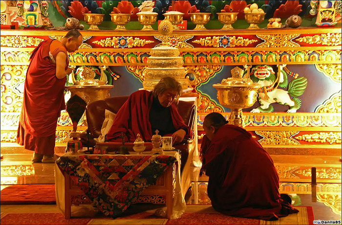 И уважаемый лама Тринлей Норбу Ринпоче, сын которого, тоже буддийский лама, снял в Бутане известный фильм Маги и странники (Travellers and Magicians). Зона Багмати, Непал