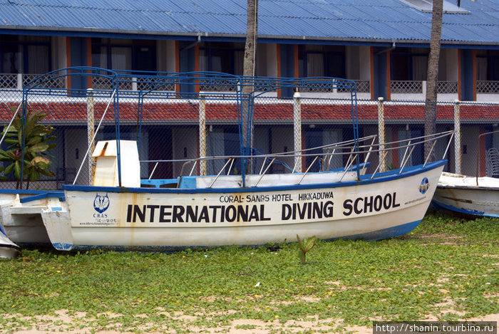Лодка у отеля Хиккадува, Шри-Ланка