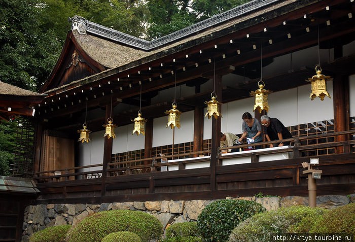 В святилище Камигамо Киото, Япония