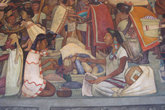 Одна из фресок. Бартер ацтеков. Кукуруза, фасоль и др. культуры. Ацтеки были практически вегетарианцы. Скот в Мексику завезли испанцы!