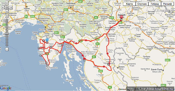 Карта Хорватия