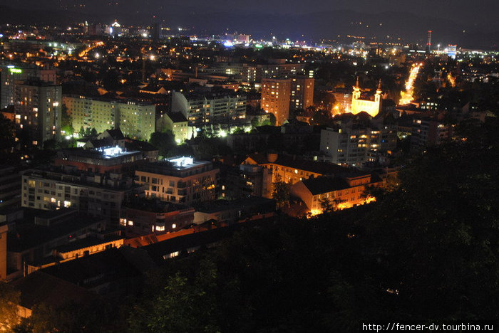 Ночная Любляна с высоты Любляна, Словения