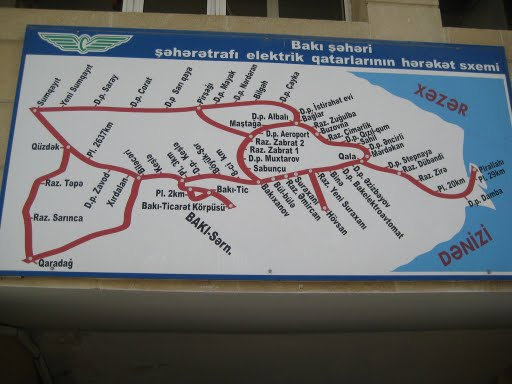 Карта-схема железных дорог Баку, Азербайджан