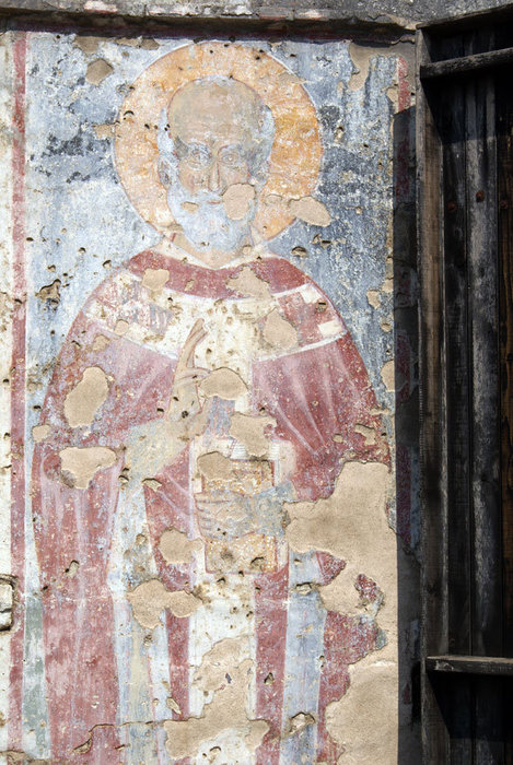 Фреска на стене разрушенной церкви Бар, Черногория