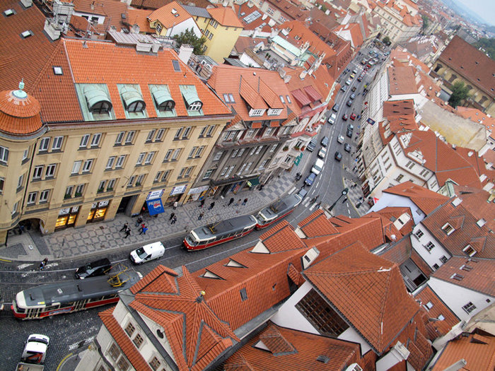 Вид с колокольни собора Святого Николая Прага, Чехия