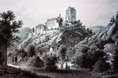 19 век. Пейзаж с видом на замок.