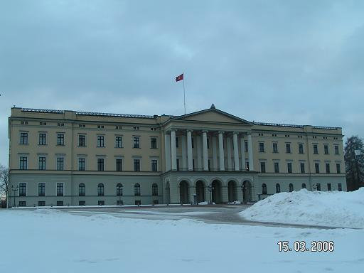 Невзрачное здание королевского дворца Южная Норвегия, Норвегия
