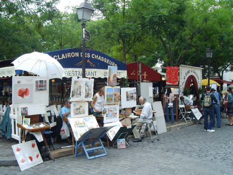 Площадь Тертр. Уличные художники Париж, Франция