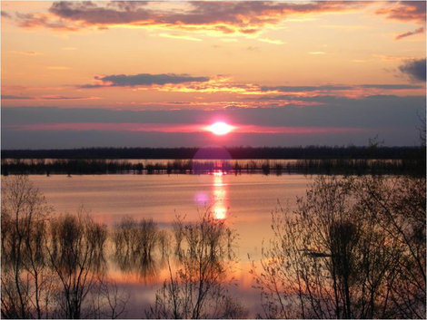 Красно-розовое солнце Ханты-Мансийский автономный округ, Россия