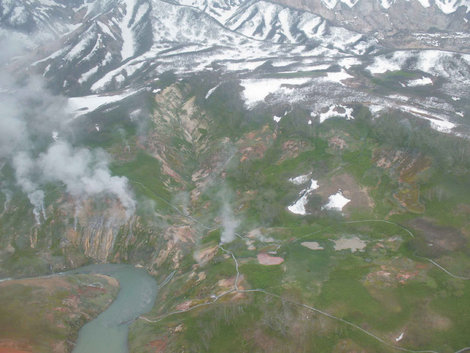 Долина вид с Вертолета Кроноцкий Биосферный Заповедник, Россия