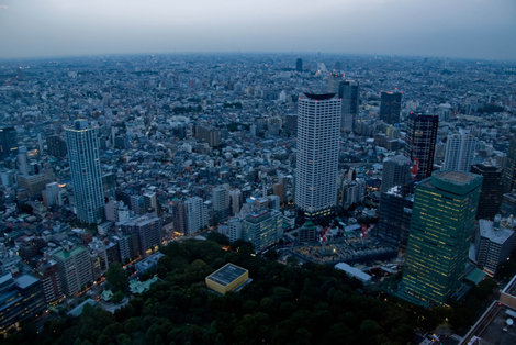 Сумеречный Токио со смотровой площадки на здании мэрии Токио, Япония