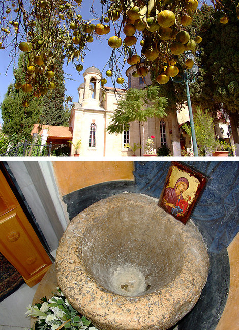 Кислые незрелые мандарины в Канне Галилейской. Один из двух водоносов в храме, помнящий Христово вино. Израиль